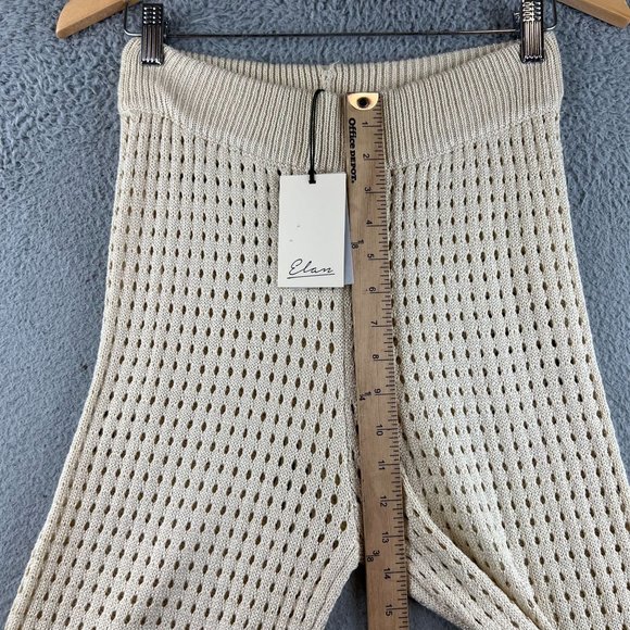 New Elan Natural Crochet Cardigan sweater / crochet pant set size M - Picture 14 of 16